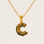 Gold color / 1 Piece Classic Bark Grain Unique Letter C Stainless Steel  Gold Color Unisex Pendant Necklaces Picture3